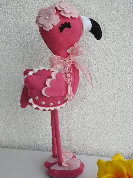 Flamingo 3d em Feltro - Chamar no Chat
