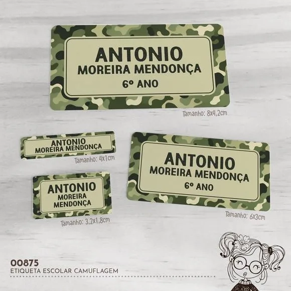 Etiqueta Escolar Camuflagem - 00875