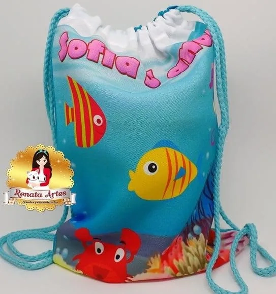 Mochila de Tecido Fundo do Mar