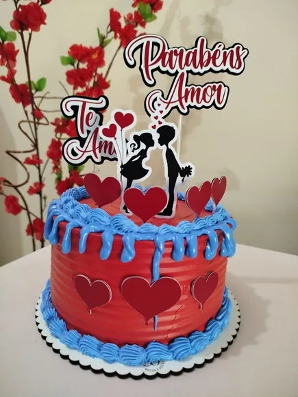 Arquivo Digital - Topo de Bolo Parabéns Amor Te Amo