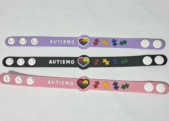 Pulseira Autismo Adulto 22cm Emborrachado - 3 Unidades