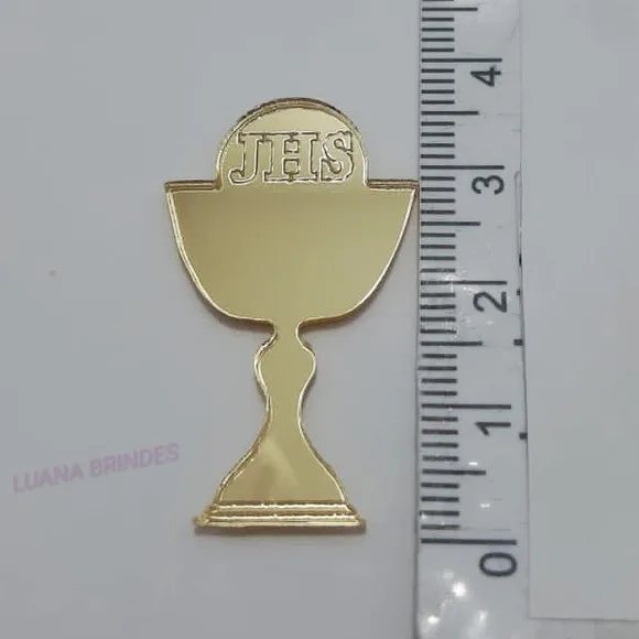 Aplique Eucaristia de Acrílico Espelhado Dourado-pct C/6 Uni