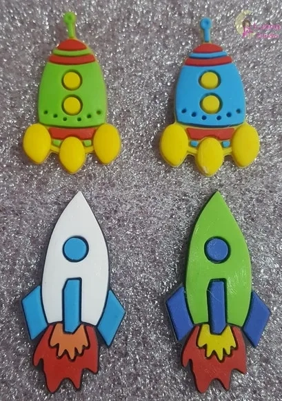 Apliques Foguetes Coloridos de borracha - pct c/8 unidades