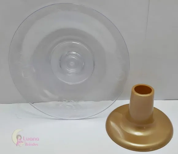 Mini Cake Transparente c/Dourado de Plástico - pct c/3 unid