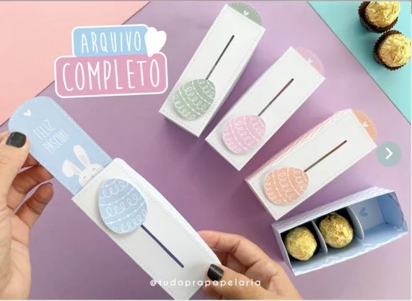 Caixa Deslizante 3 Bombons Páscoa