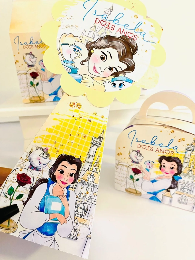 Kit Lembrancinhas A Bela e a Fera Aquarelado