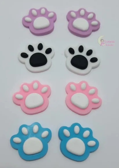 Apliques Patinhas Coloridas de Borracha - Pct c/ 8 Unidades