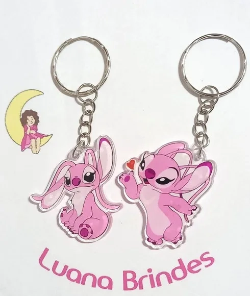Chaveiro Angel Stitch de Acrílico Adesivado 4cm - 1 Peça