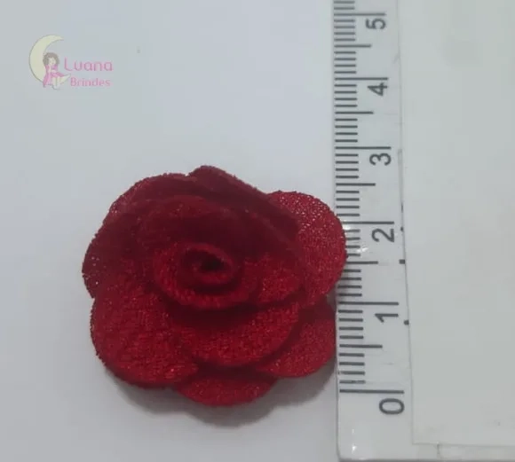 Flor Vermelha de Tecido - 3cm - Pct C/6 Unidades