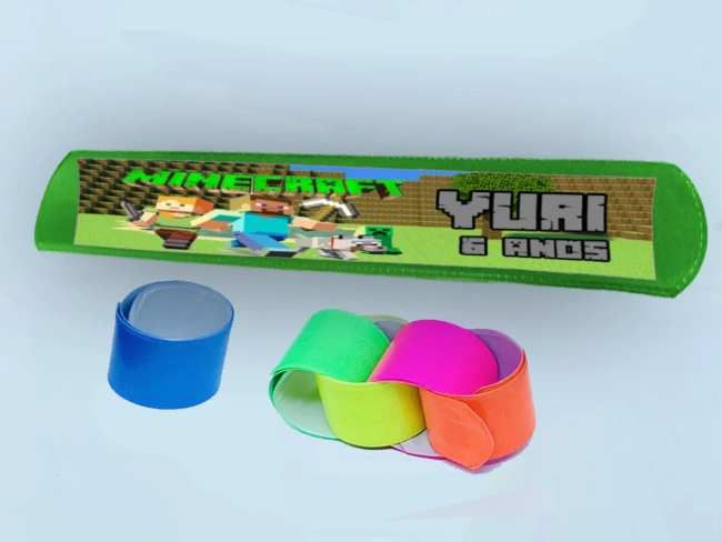 Pulseira Bate e Enrola Personalizada Minecraft