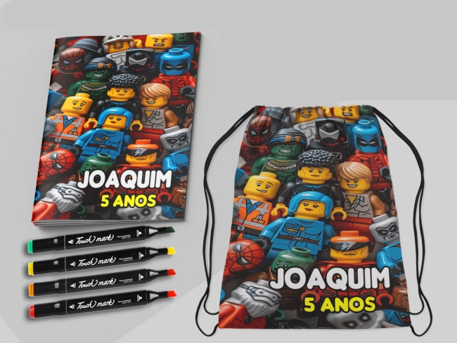 Kit Mochila e Revista de colorir com Canetinhas da LEGO