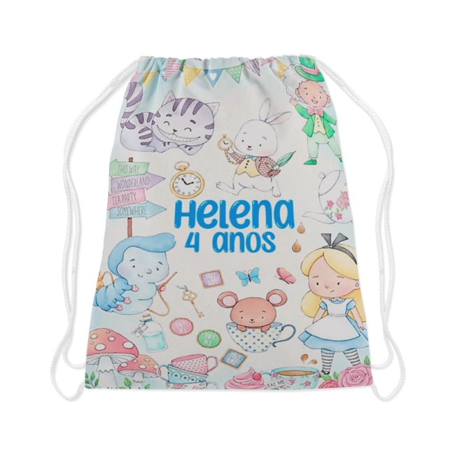 Mochilinha personalizada De Alice no Pais das Maravilhas