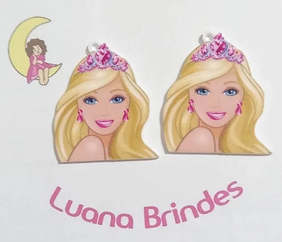 Pingente Barbie em Acrilico U.v - 6 Peças