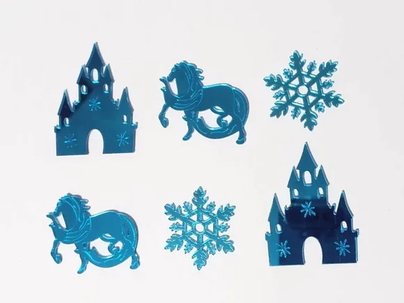 Aplique Frozen Acrílico Espelhado Azul Pacote com 6 Unidades