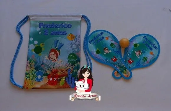 Mochila Ping Pong Personalizada Tema Fundo do Mar