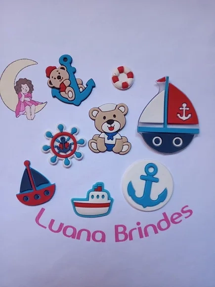 Apliques Marinhos Diversos de Borracha - Pct C/8 Unidades