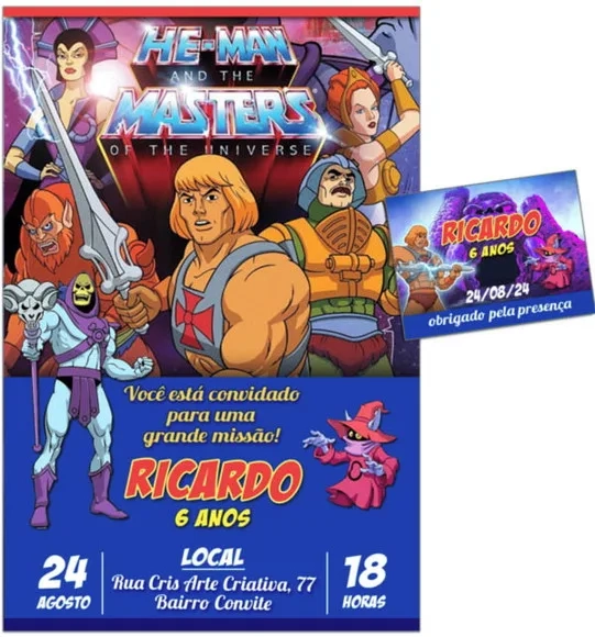 Convite Digital C/tag Master Universe He Man 3