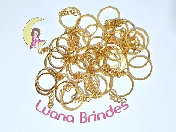 Argola Italiana 2,8cm Corrente e Elo Metal Dourado 30 Peça