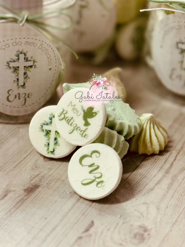 Tubo PET com Suspiros Personalizados -  Lembrança Religiosa