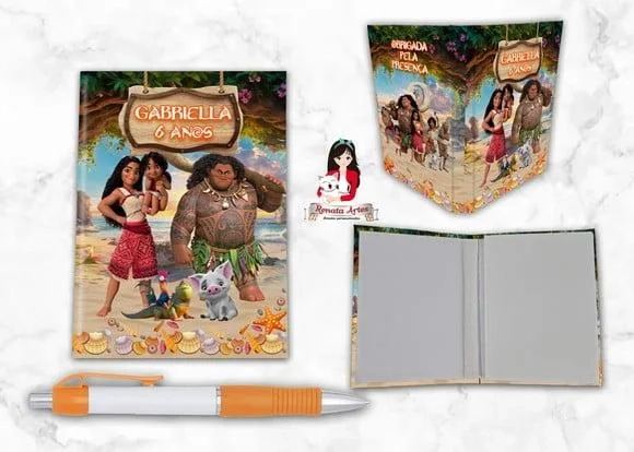Bloquinho Personalizado com Caneta Moana 2