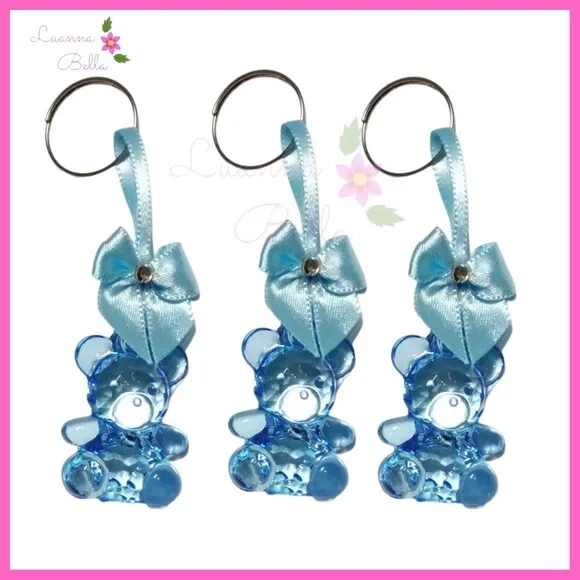 Chaveiro Mini Ursinho de acrílico c/lacinho -Pct c/5 unids