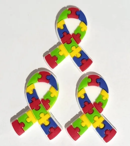 Aplique Laço Símbolo Autismo Emborrachado - 6 Unidades