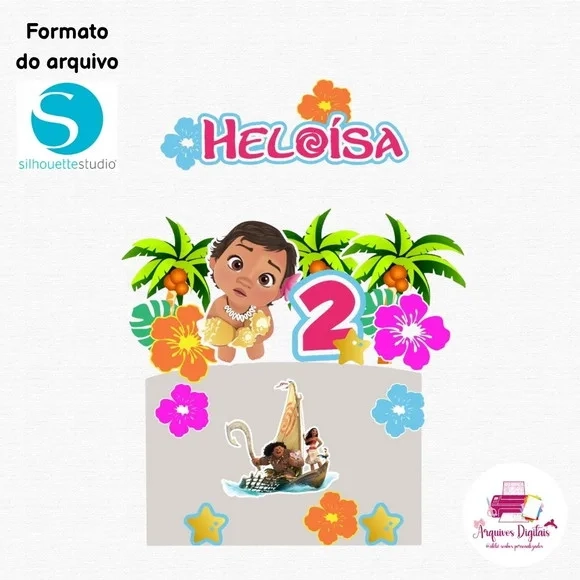 Arquivo Digital - Topo de Bolo Moana Baby