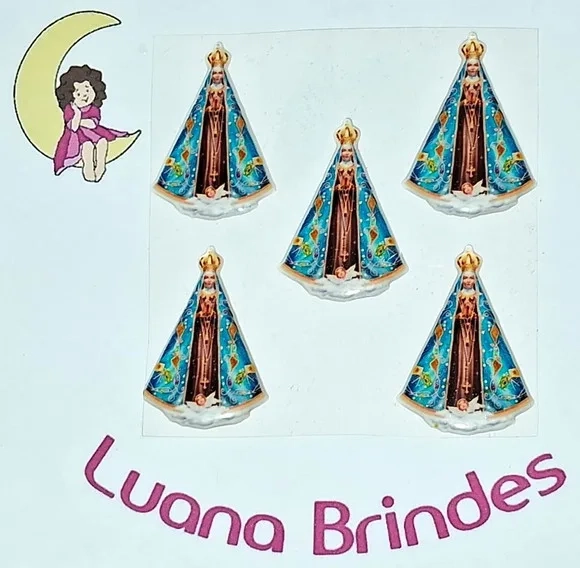 Aplique Nossa Senhora Adesivo Resinado 1 Cartela C/5 Unid.