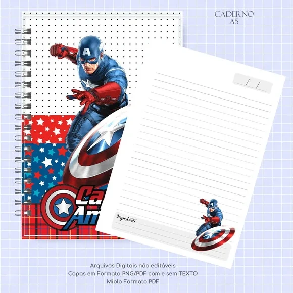 Caderno ou Agenda Personalizada Capitão América