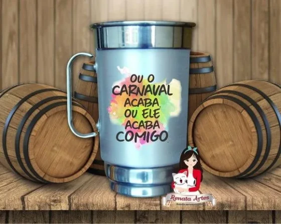 Caneca de Chopp Personalizada Carnaval Aquarela 500 ml
