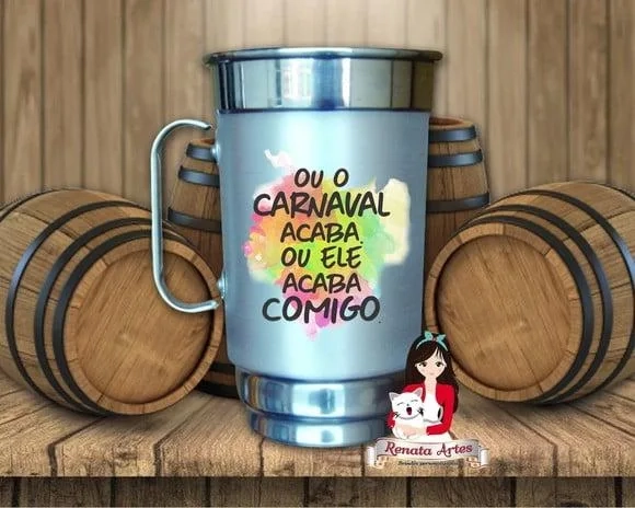 Caneca de Chopp Personalizada Carnaval Aquarela 500 ml