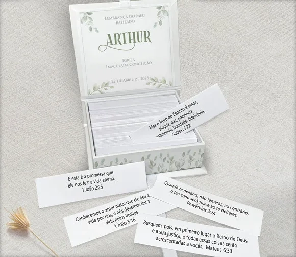 Lembrancinha Caixinha Promessas com Foto do Bebê Batizado
