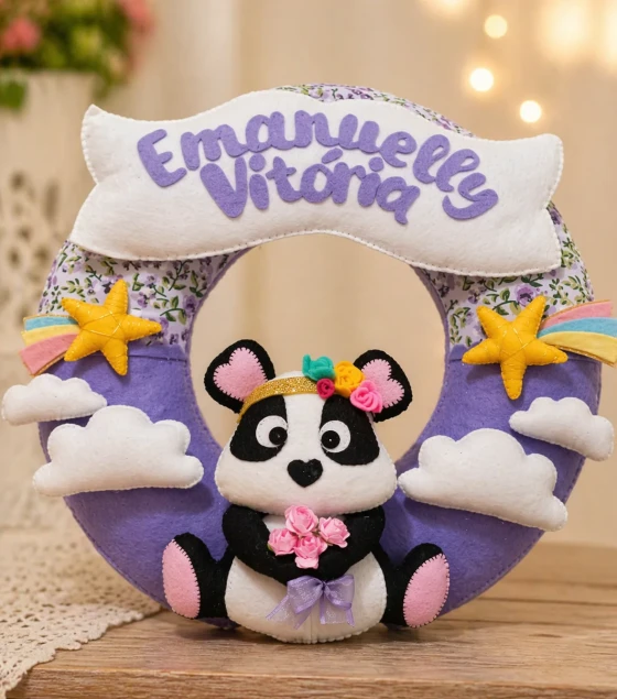 Enfeite de porta de maternidade Ursinha personalizavel