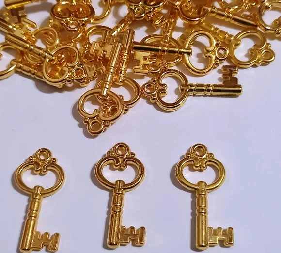 Pingente Chave Dourado Abs 26mm - 50 Unidades
