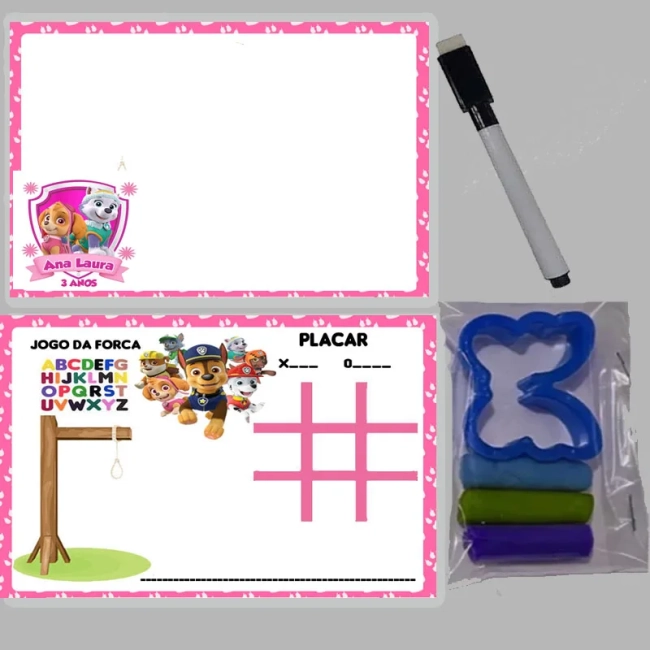 KIT Lousa Magica +massinha de modelar personalizada Patrulha Canina