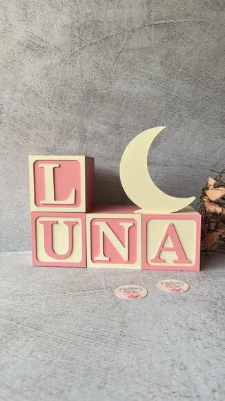 Lua de Mesa + Cubos de mdf -decoração Bebê