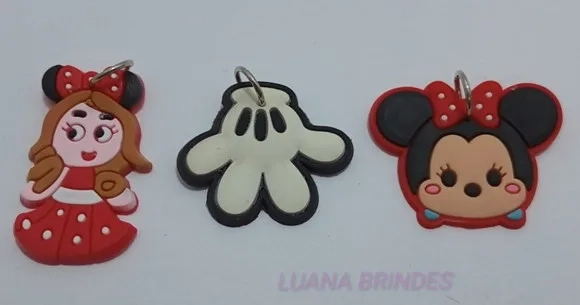 Pingentes Minnie Diversos de borracha c/argola-pct c/8 uni