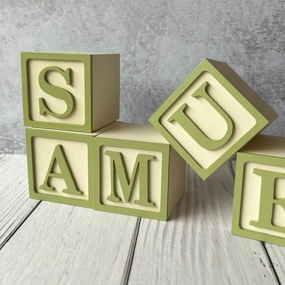 Nome com Moldura Cubos 6x6 Decoração Bebê e Criança