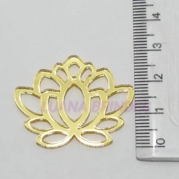 Aplique Flor de Lotus Acrílico Espelhado Doud - 2,9cm - 6 Pç
