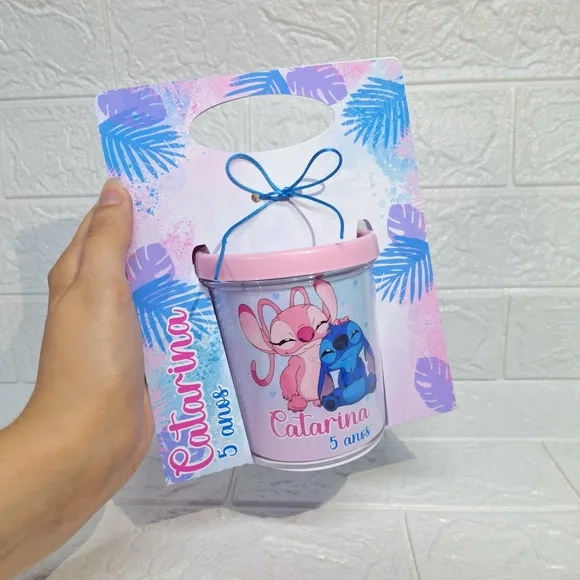 Foto Caneca na Caixa Suporte Personalizada - Stitch e Angel