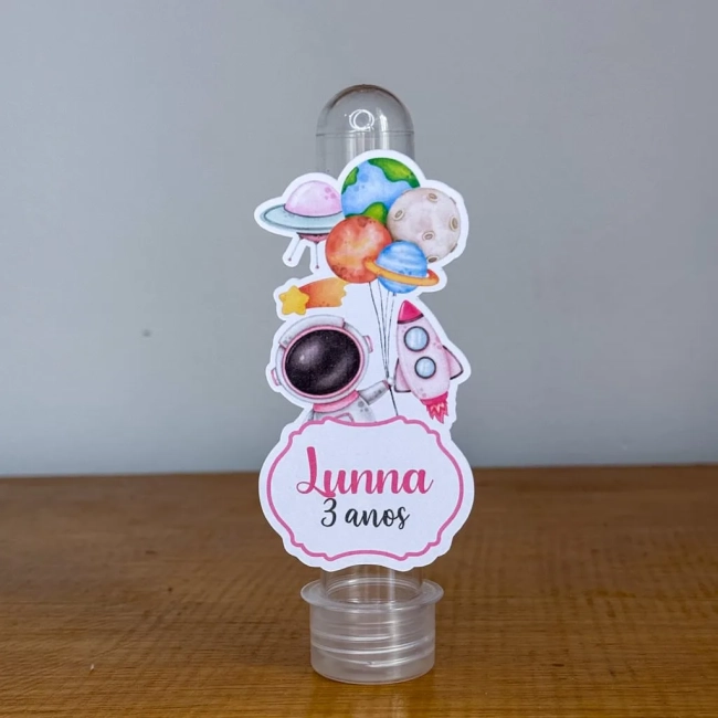 Apliques para Tubetes Personalizados ASTRONAUTA MENINA - Decoração de Festa | Lembrancinhas | Aniversário | Personalizados