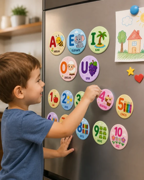 Bottons Educativos Personalizados – Alfabeto, Vogais e Números | Educação Infantil