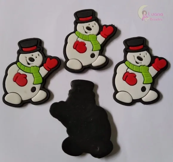 Aplique Boneco de Neve de Borracha - Pct C/6 Unidades