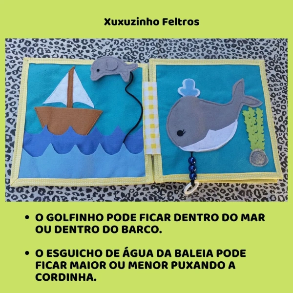 Livro Sensorial Bichos do Oceano em feltro