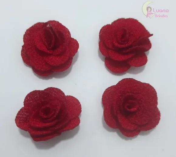 Flor Vermelha de Tecido - 3cm - Pct C/6 Unidades