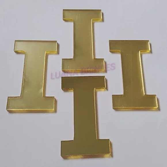 Aplique da Letra I em Acrílico Espelhado Dourado - 5cm