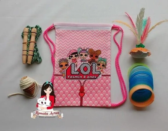 Mochila Boa Infância Personalizada Tema Lol Rosa