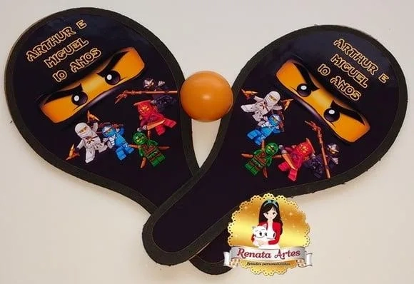Raquetes de Ping Pong Tema Ninjago Preto
