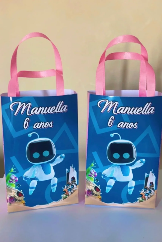 Sacolinhas Personalizadas Astro Bot Meninas Lembrancinhas Para Aniversário