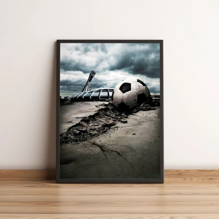 Quadro Estádio e Bola de Futebol Destruída 369